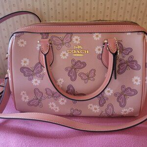 NWOT Rowan COACH Satchel With Lovely Butterfly Print